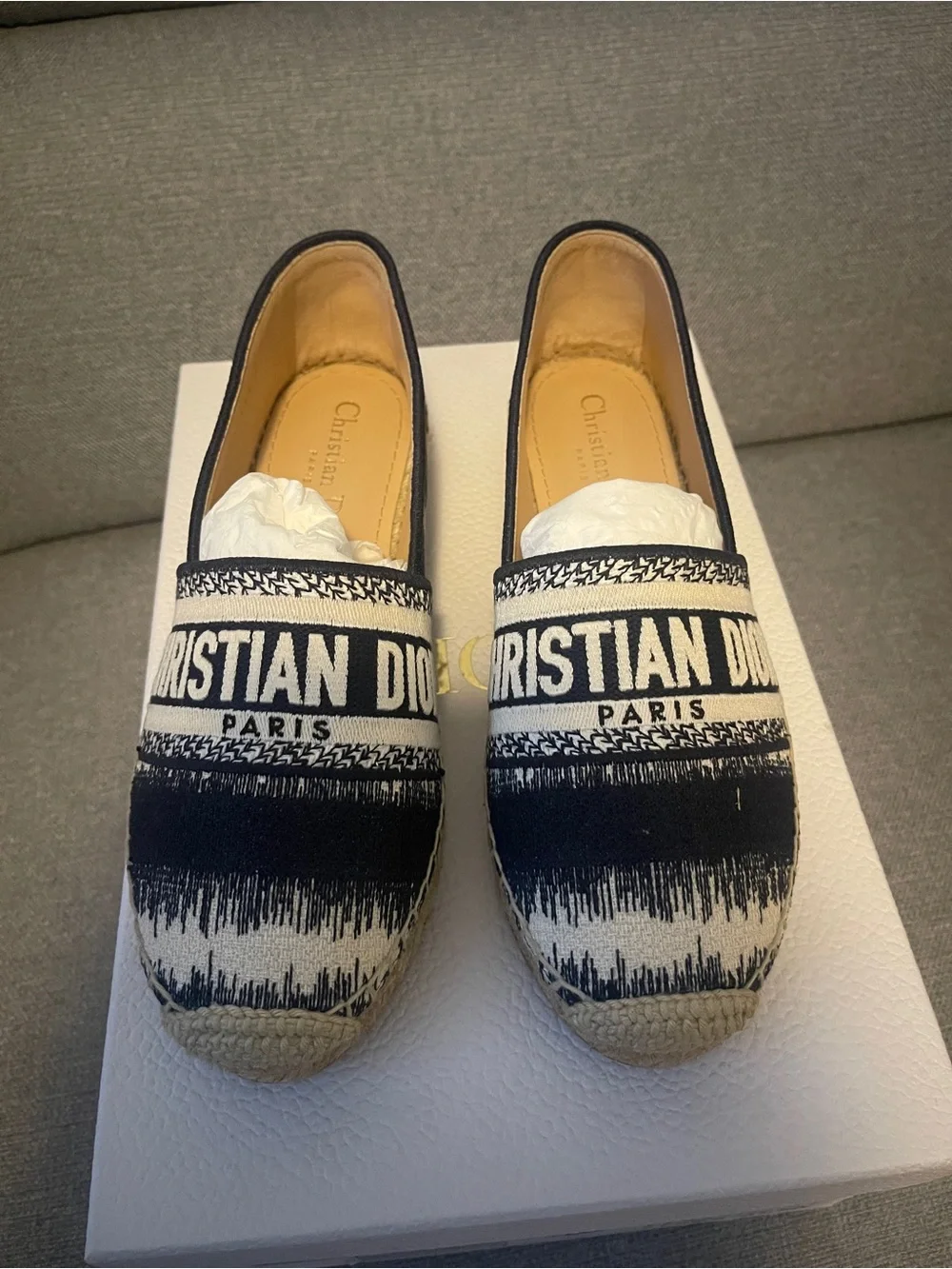 NWT Dior Granville Espadrilles, Deep Blue, 35.5